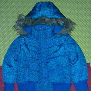 New "Dollhouse" Removable Hood Fleece Lined Leopard Pattern Puffer Jacket
